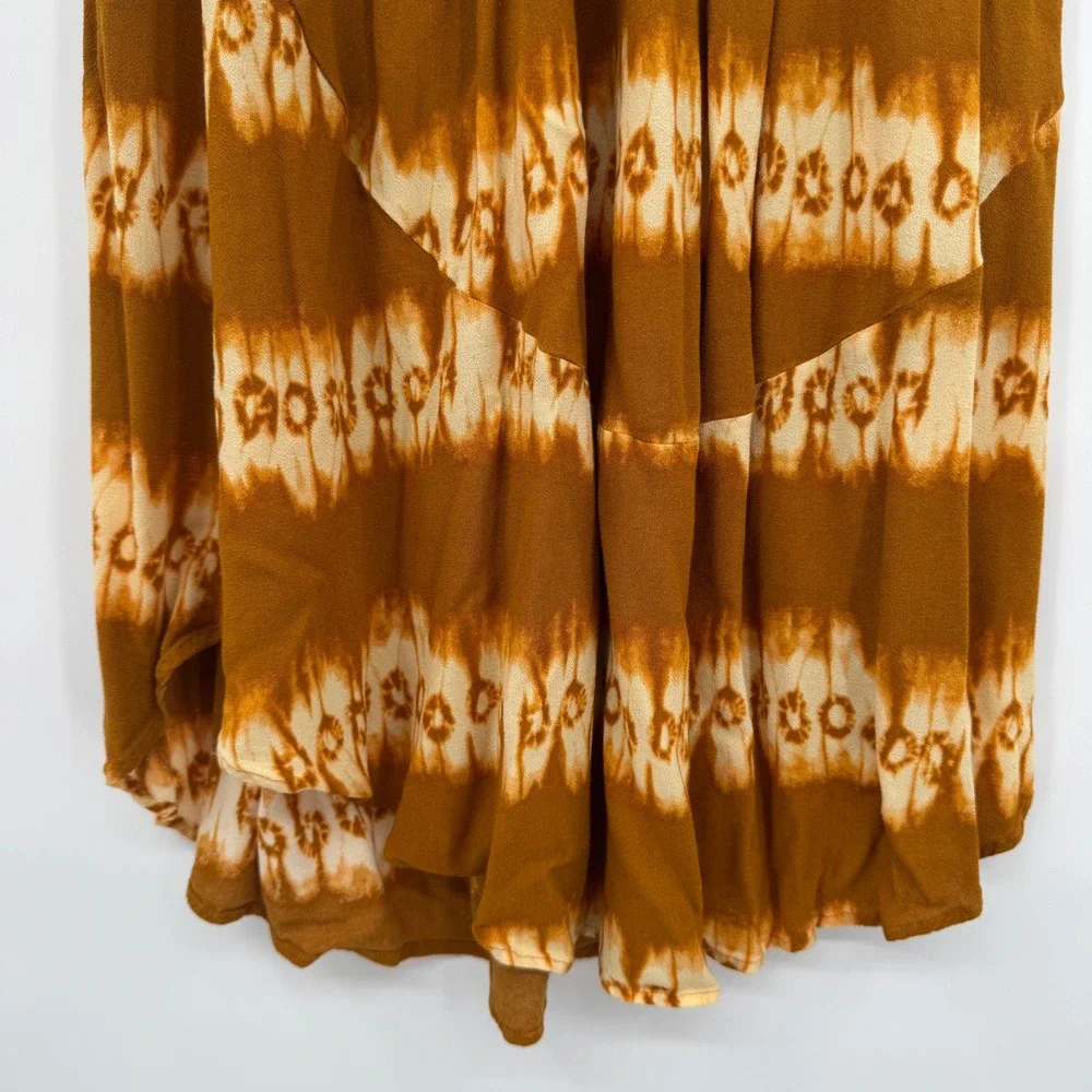 H&M Women's Size‎ 6 Burnt Orange Tie Dye Skirt High Low Elastic Waist Boho